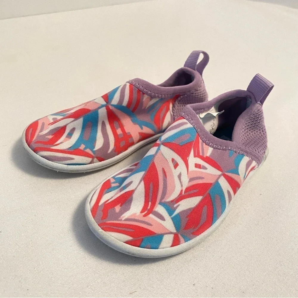 Speedo Baby Girl Splash And Sun Bootie Violet Burst Palms Water Shoe Small 5/6